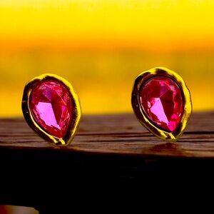 Pink Goldtone Earrings